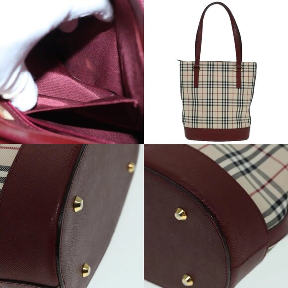 BURBERRY Nova Check Shoulder Bag Canvas Beige Gold Auth 93198 - Picture 14 of 14